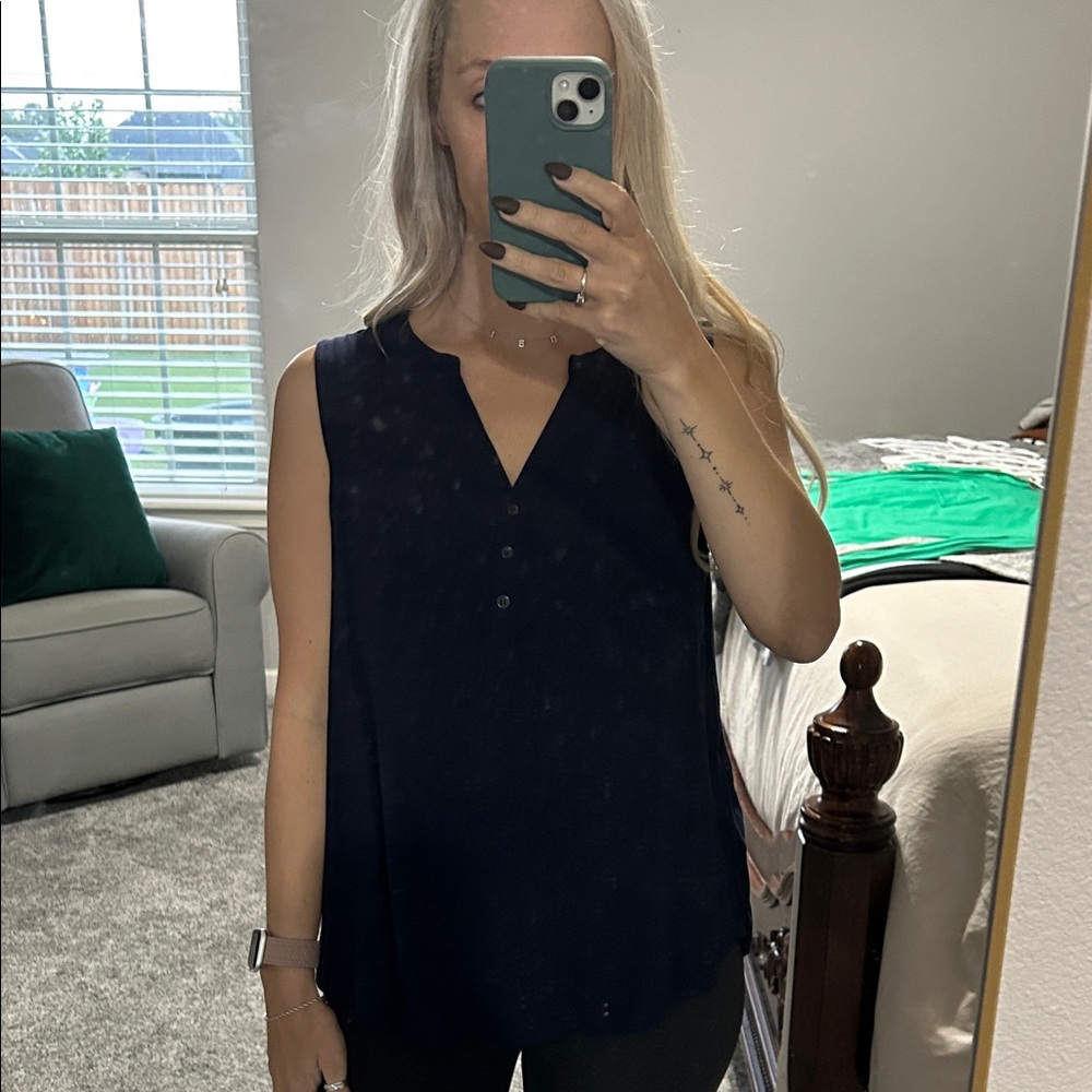 Navy Sleeveless Top